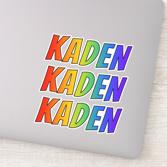 Pegatina Nombre "KADEN" con arcoiris divertido (Detalle)