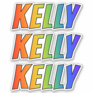 Pegatina Nombre "KELLY" con el colorante del arco iris de