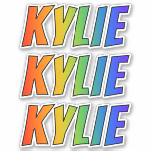 Pegatina Nombre "KYLIE" con arcoiris divertido
