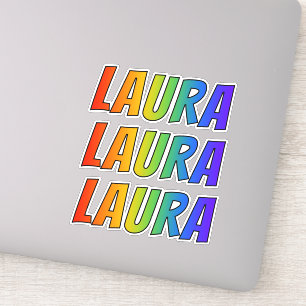 Pegatina Nombre "LAURA" con arcoiris divertido