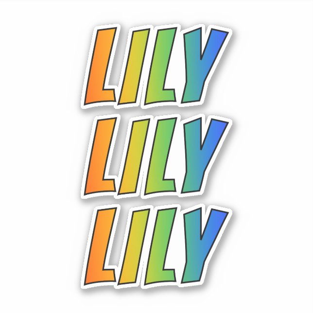 Pegatina Nombre "LILY" con arcoiris divertido (Anverso)