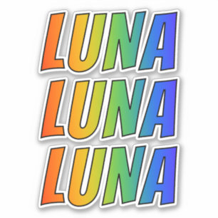 Pegatina Nombre "LUNA" con arcoiris divertido
