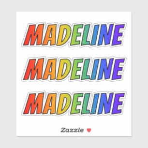 Pegatina Nombre "MADELINE" con arcoiris divertido