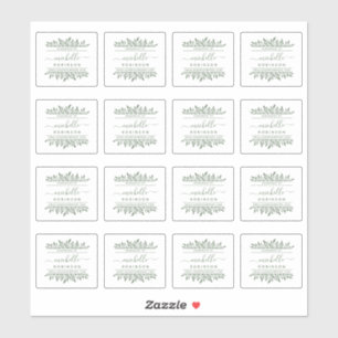 Pegatina Nombre manuscrito Green Botanical Handmade by