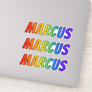 Pegatina Nombre "MARCUS" con arcoiris divertido