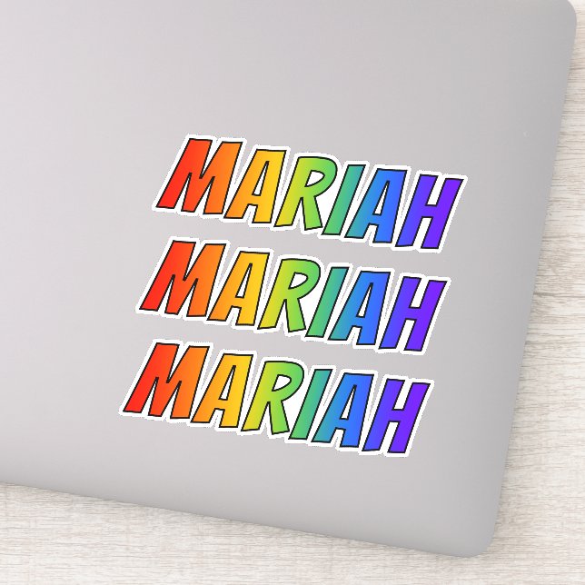 Pegatina Nombre "MARIAH" con arcoiris divertido (Detalle)
