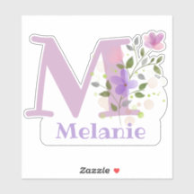 Nombre Melanie e Inicial con diseño floral