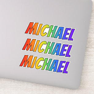Pegatina Nombre "MICHAEL" con arcoiris divertido