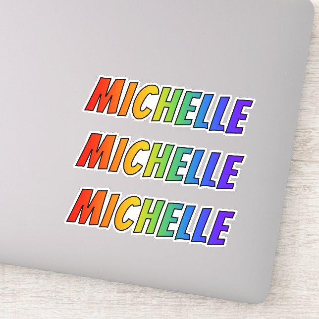 Pegatina Nombre "MICHELLE" con arcoiris divertido (Detalle)