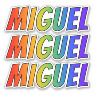 Pegatina Nombre "MIGUEL" con el colorante del arco iris de