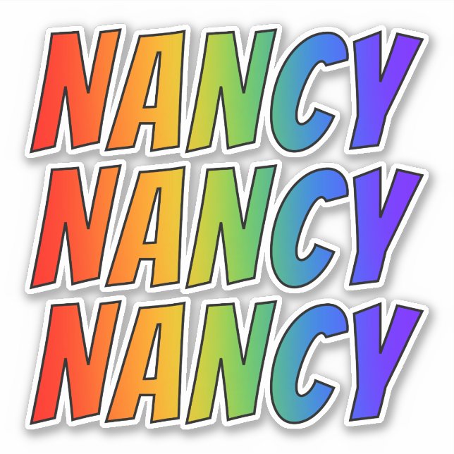 Pegatina Nombre "NANCY" con arcoiris divertido (Anverso)