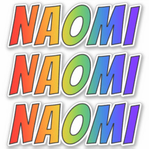 Pegatina Nombre "NAOMI" con arcoiris divertido
