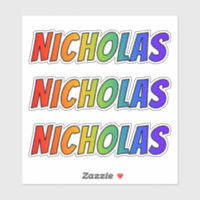 Nombre "NICHOLAS" con un divertido color arcoiris