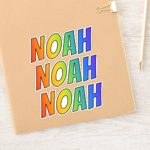 Pegatina Nombre "NOAH" con arcoiris divertido