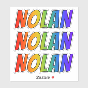 Pegatina Nombre "NOLAN" con arcoiris divertido