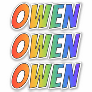 Pegatina Nombre "OWEN" con arcoiris divertido