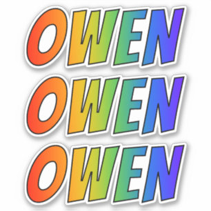 Pegatina Nombre "OWEN" con el colorante del arco iris de la