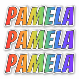 Pegatina Nombre "PAMELA" con arcoiris divertido
