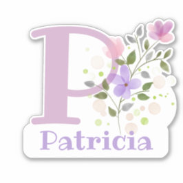 Pegatina Nombre Patricia e Inicial con diseño floral