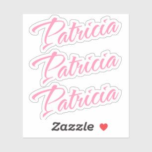Pegatina Nombre Patricia en letra rosa cursiva x3