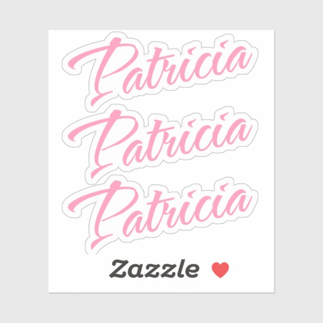 Pegatina Nombre Patricia en letra rosa cursiva x3 (Hoja)