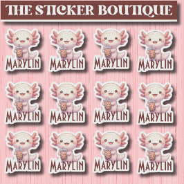 Pegatina Nombre personalizado adecuado Adorable Axolotl Bob