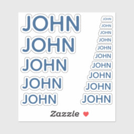 Pegatina Nombre personalizado azul clásico 15 tamaños simpl