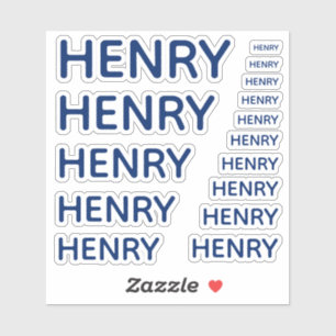 Pegatina Nombre personalizado azul real 15 tamaños simple