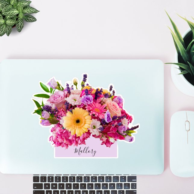 Pegatina Nombre personalizado Belleza de acuarela floral (Subido por el creador)