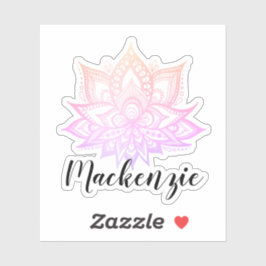 Pegatina Nombre personalizado Boho Pastel Gradiente rosa Fl