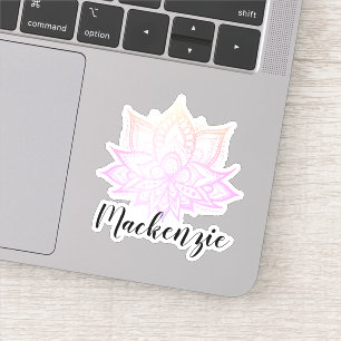 Pegatina Nombre personalizado Boho Pastel Gradiente rosa Fl