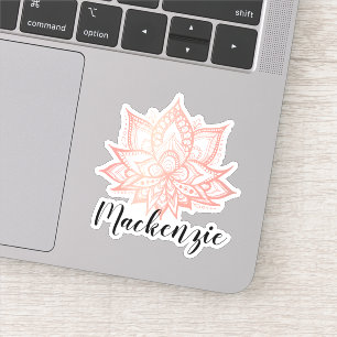 Pegatina Nombre personalizado Boho Pink Lotus Flower
