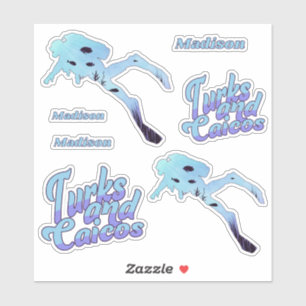 Pegatina Nombre personalizado Buceo de Turcas y Caicos