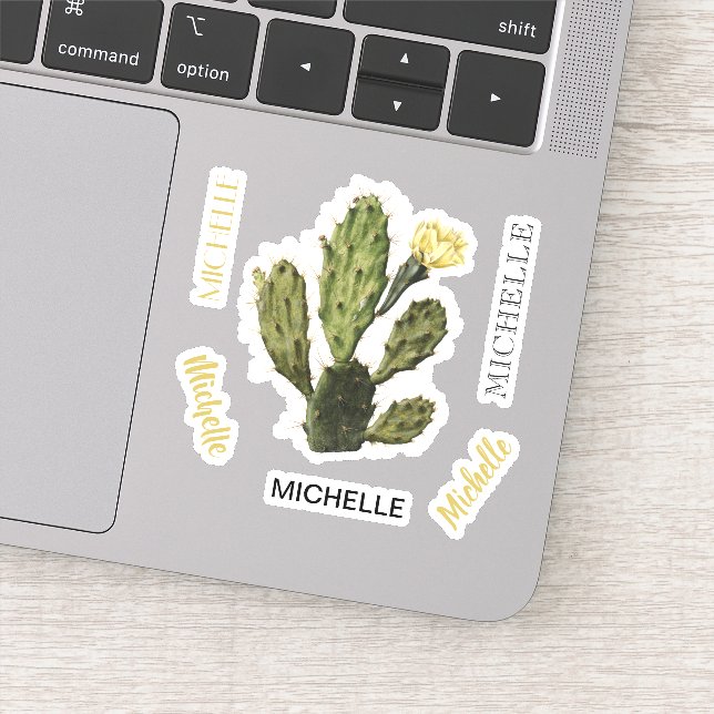 Pegatina Nombre personalizado Cactus Vinilo de dibujo de vi (Detalle)