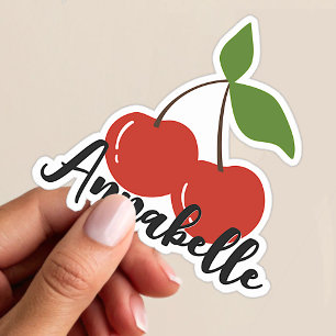 Pegatina Nombre personalizado Cerezas rojas lindas Gráfico 