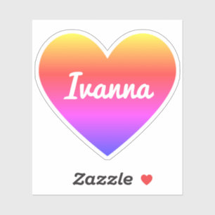 Pegatina Nombre personalizado clásico gradiente Ombre coraz
