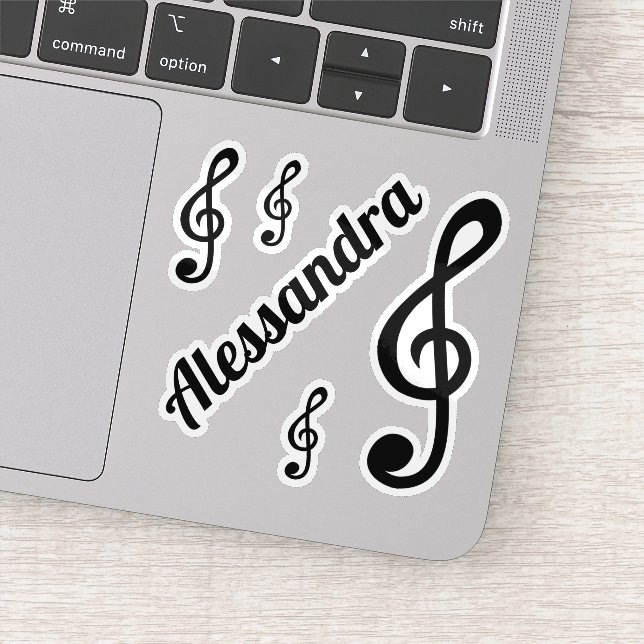 Pegatina Nombre personalizado Clave de Sol Notas Musicales  (Detalle)