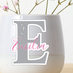 Pegatina Nombre personalizado con diamantes de fantasía ele