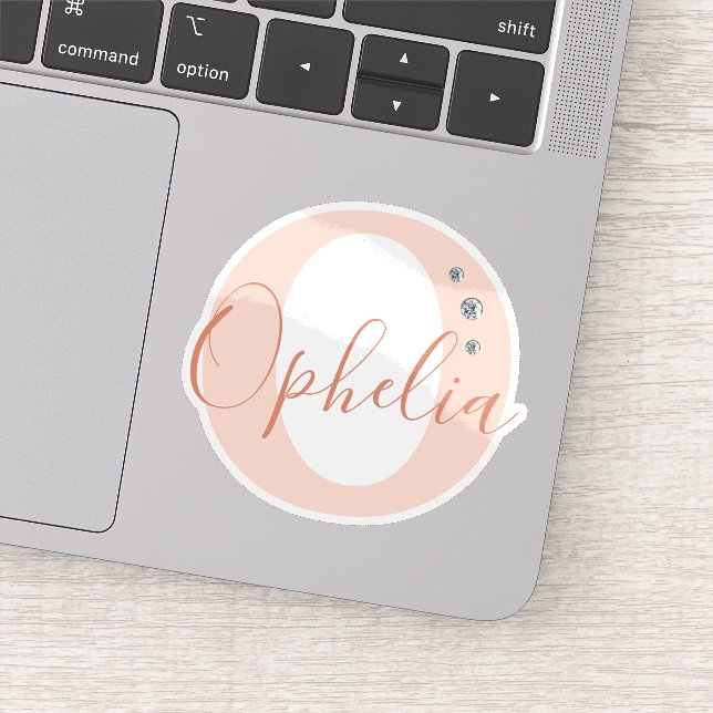 Pegatina Nombre Personalizado con Monograma Diamantes de Im (Detalle)