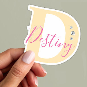 Pegatina Nombre personalizado con monograma y diamantes de 
