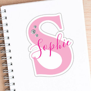 Pegatina Nombre personalizado con monograma y diamantes de 