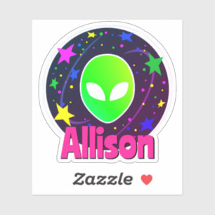Pegatina Nombre personalizado Cool Divertido Alien Espacio