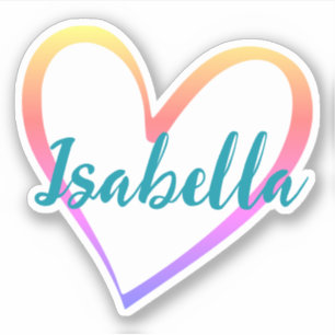 Pegatina Nombre personalizado Corazón Forma Arcoíris Modern