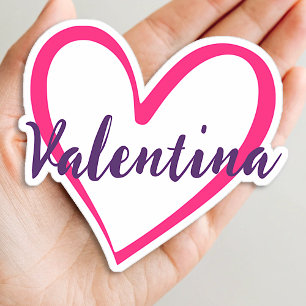 Pegatina Nombre personalizado corazón forma rosa brillante 