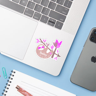 Pegatina Nombre personalizado corto Koala Bear rosa Bambú p