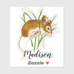 Pegatina Nombre personalizado de animal de ratón pequeño 
