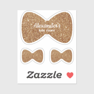 Pegatina Nombre personalizado de Baby Shower Purpurina Bow