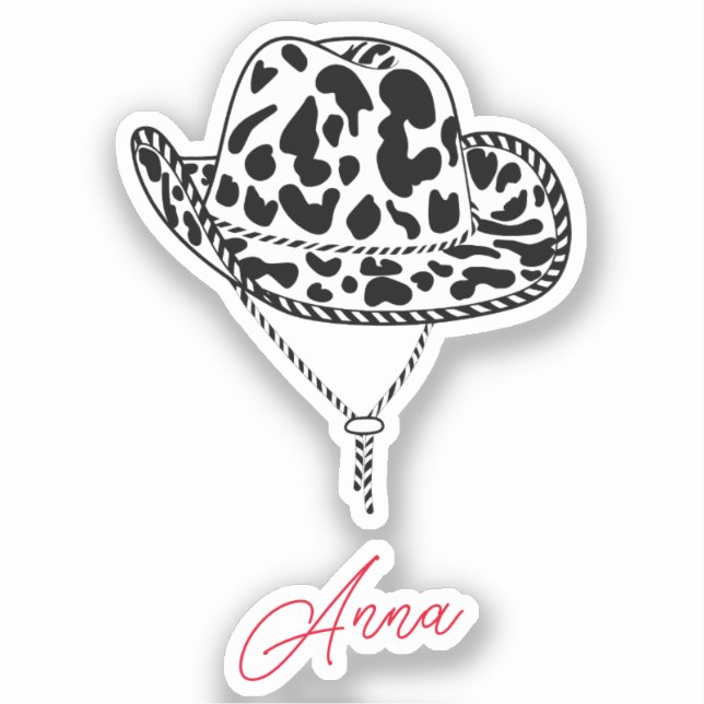 Pegatina Nombre personalizado de Bachelorette Gorra de Cowg (Anverso)