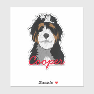 Pegatina Nombre personalizado de Bernedoodle