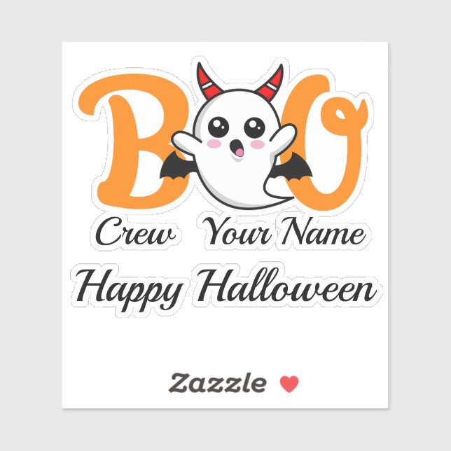 Pegatina Nombre personalizado de Boo Crew Vampire Halloween (Hoja)
